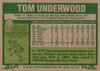Tom Underwood  baseball card collectible - Main Image 2