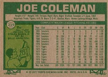 Joe Coleman  baseball card collectible - Main Image 2