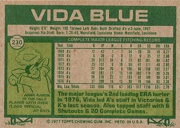 Vida Blue  baseball card collectible - Main Image 2