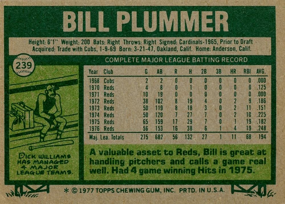 Bill Plummer  baseball card collectible - Main Image 2