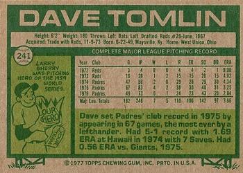 Dave Tomlin  baseball card collectible - Main Image 2