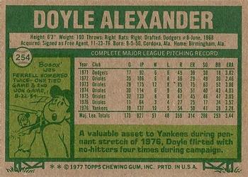Doyle Alexander  baseball card collectible - Main Image 2