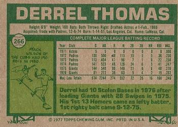 Derrel Thomas  baseball card collectible - Main Image 2