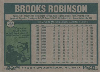 Brooks Robinson  baseball card collectible - Main Image 2