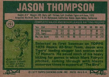 Jason Thompson  baseball card collectible - Main Image 2