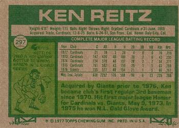 Ken Reitz  baseball card collectible - Main Image 2