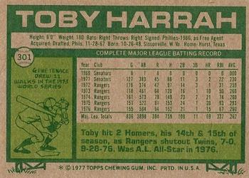 Toby Harrah  baseball card collectible - Main Image 2