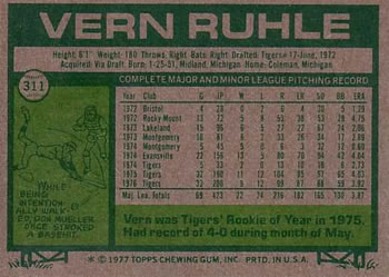 Vern Ruhle  baseball card collectible - Main Image 2