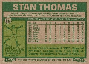 Stan Thomas  baseball card collectible - Main Image 2