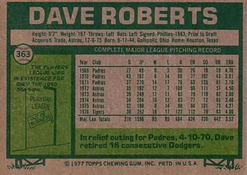 Dave Roberts  baseball card collectible - Main Image 2