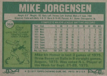 Mike Jorgensen  baseball card collectible - Main Image 2
