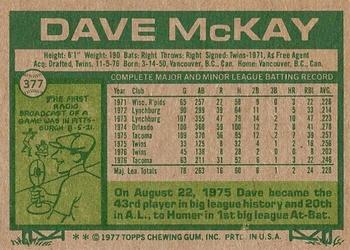 Dave McKay  baseball card collectible - Main Image 2