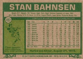 Stan Bahnsen  baseball card collectible - Main Image 2