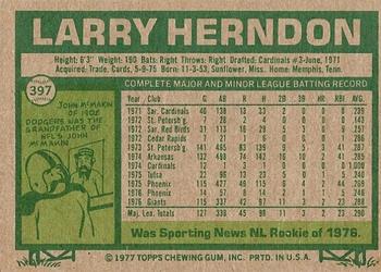 Larry Herndon  baseball card collectible - Main Image 2