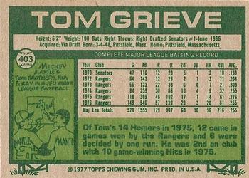 Tom Grieve  baseball card collectible - Main Image 2