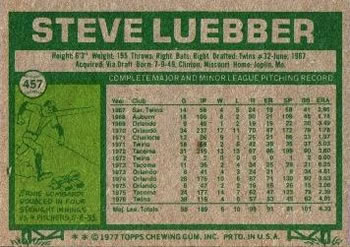 Steve Luebber  baseball card collectible - Main Image 2