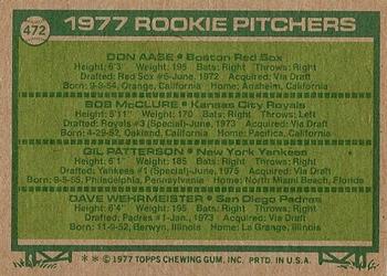 1977 Rookie Pitchers (Don Aase / Bob McClure / Gil Patterson / Dave Wehrmeister)  baseball card collectible - Main Image 2