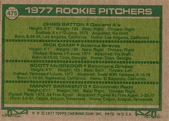 1977 Rookie Pitchers (Chris Batton / Rick Camp / Scott McGregor / Manny Sarmiento)  baseball card collectible - Main Image 2