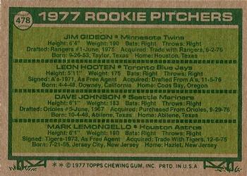 1977 Rookie Pitchers (Jim Gideon / Leon Hooten / Dave Johnson / Mark Lemongello)  baseball card collectible - Main Image 2