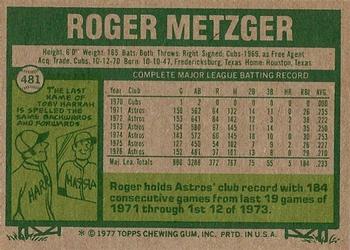 Roger Metzger  baseball card collectible - Main Image 2