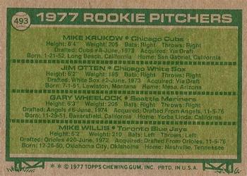1977 Rookie Pitchers (Mike Krukow / Jim Otten / Gary Wheelock / Mike Willis)  baseball card collectible - Main Image 2