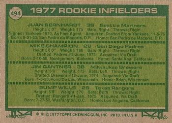 1977 Rookie Infielders (Juan Bernhardt / Mike Champion / Jim Gantner / Bump Wills)  baseball card collectible - Main Image 2