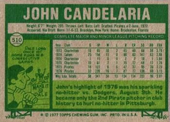 John Candelaria  baseball card collectible - Main Image 2