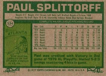 Paul Splittorff  baseball card collectible - Main Image 2