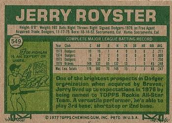 Jerry Royster  baseball card collectible - Main Image 2