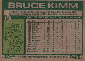 Bruce Kimm  baseball card collectible - Main Image 2