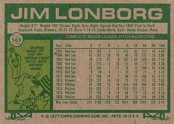 Jim Lonborg  baseball card collectible - Main Image 2