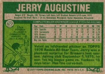Jerry Augustine  baseball card collectible - Main Image 2