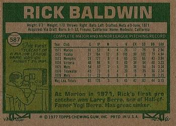 Rick Baldwin  baseball card collectible - Main Image 2