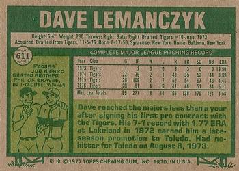 Dave Lemanczyk  baseball card collectible - Main Image 2
