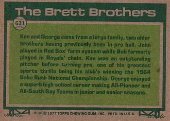 George Brett / Ken Brett  baseball card collectible - Main Image 2