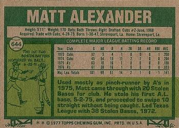 Matt Alexander  baseball card collectible - Main Image 2