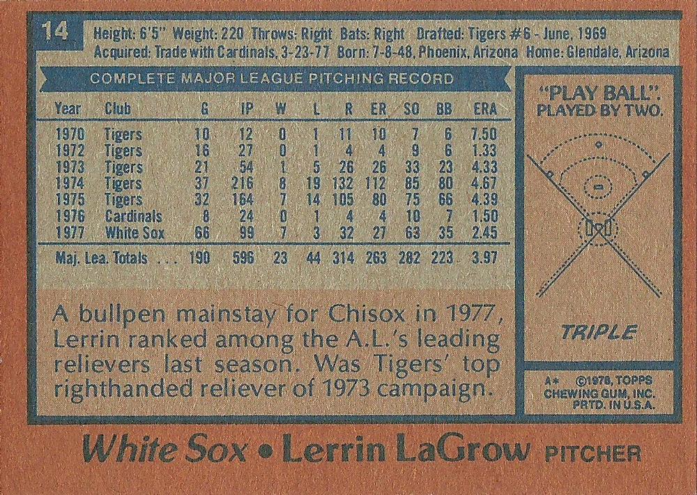 Lerrin LaGrow  baseball card collectible - Main Image 2