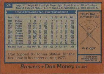 Don Money  baseball card collectible - Main Image 2