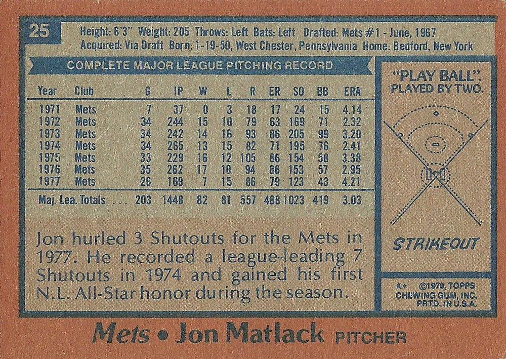 Jon Matlack  baseball card collectible - Main Image 2