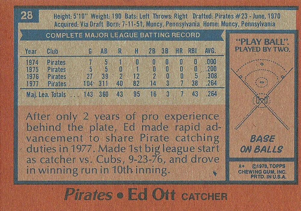 Ed Ott  baseball card collectible - Main Image 2