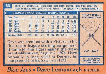 Dave Lemanczyk  baseball card collectible - Main Image 2