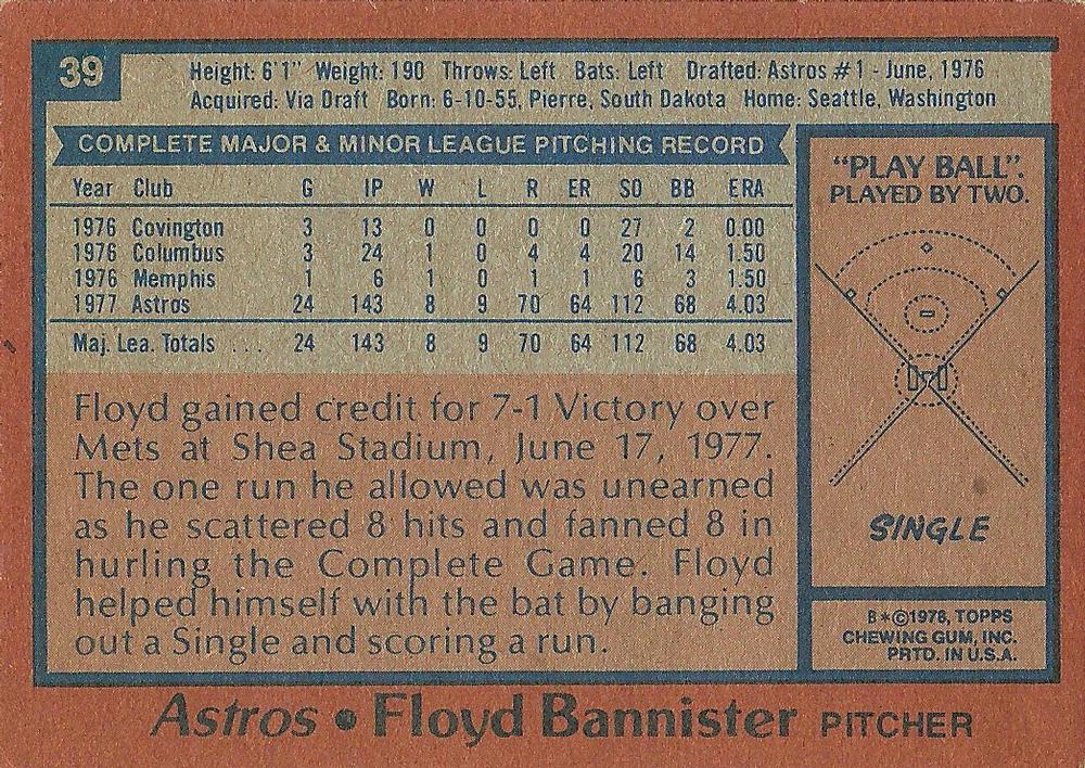 Floyd Bannister  baseball card collectible - Main Image 2