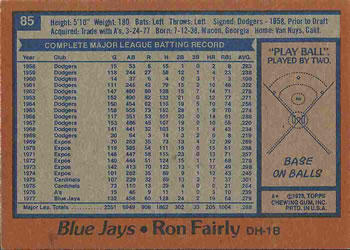 Ron Fairly  baseball card collectible - Main Image 2