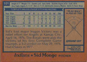 Sid Monge  baseball card collectible - Main Image 2