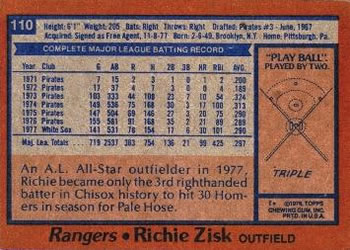 Richie Zisk  baseball card collectible - Main Image 2