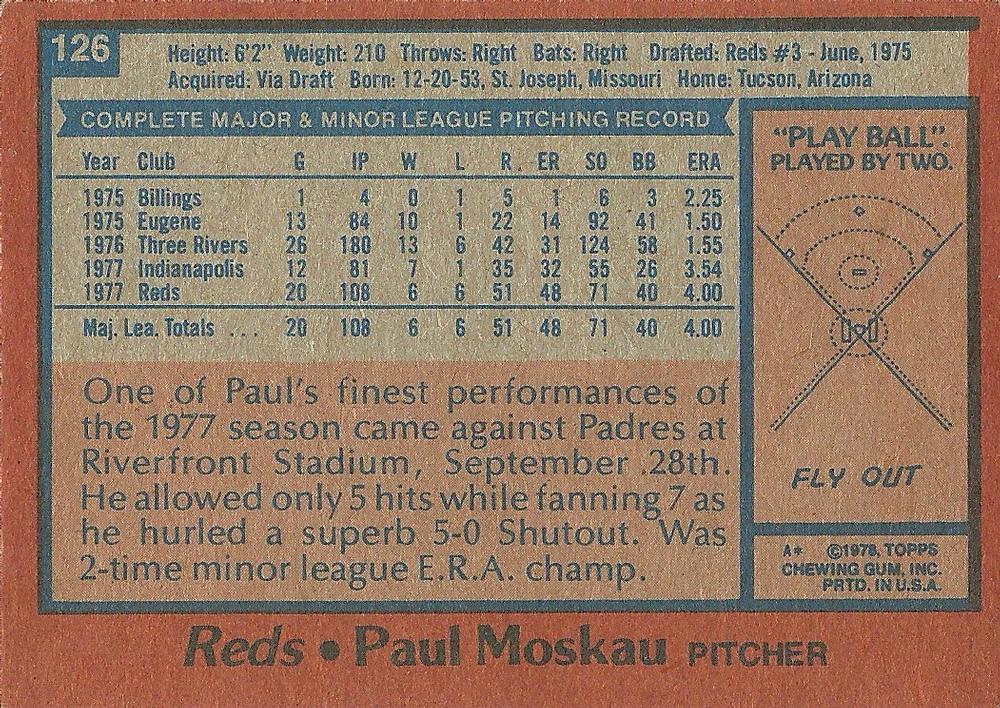 Paul Moskau  baseball card collectible - Main Image 2
