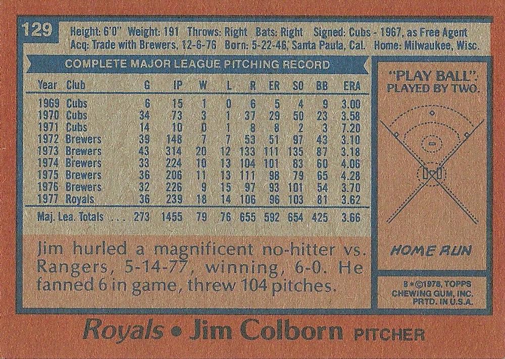 Jim Colborn  baseball card collectible - Main Image 2