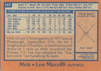 Lee Mazzilli  baseball card collectible - Main Image 2