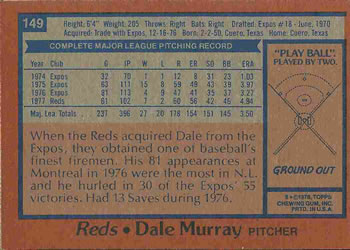 Dale Murray  baseball card collectible - Main Image 2