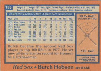 Butch Hobson  baseball card collectible - Main Image 2